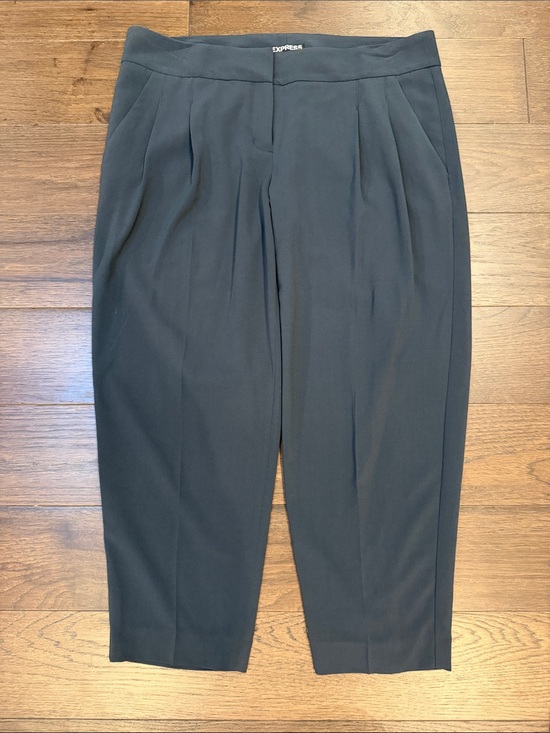 Express Pants - Express Women’s Dark Charcoal Pleated Cropped Dress Pants Size 10 - C64-009